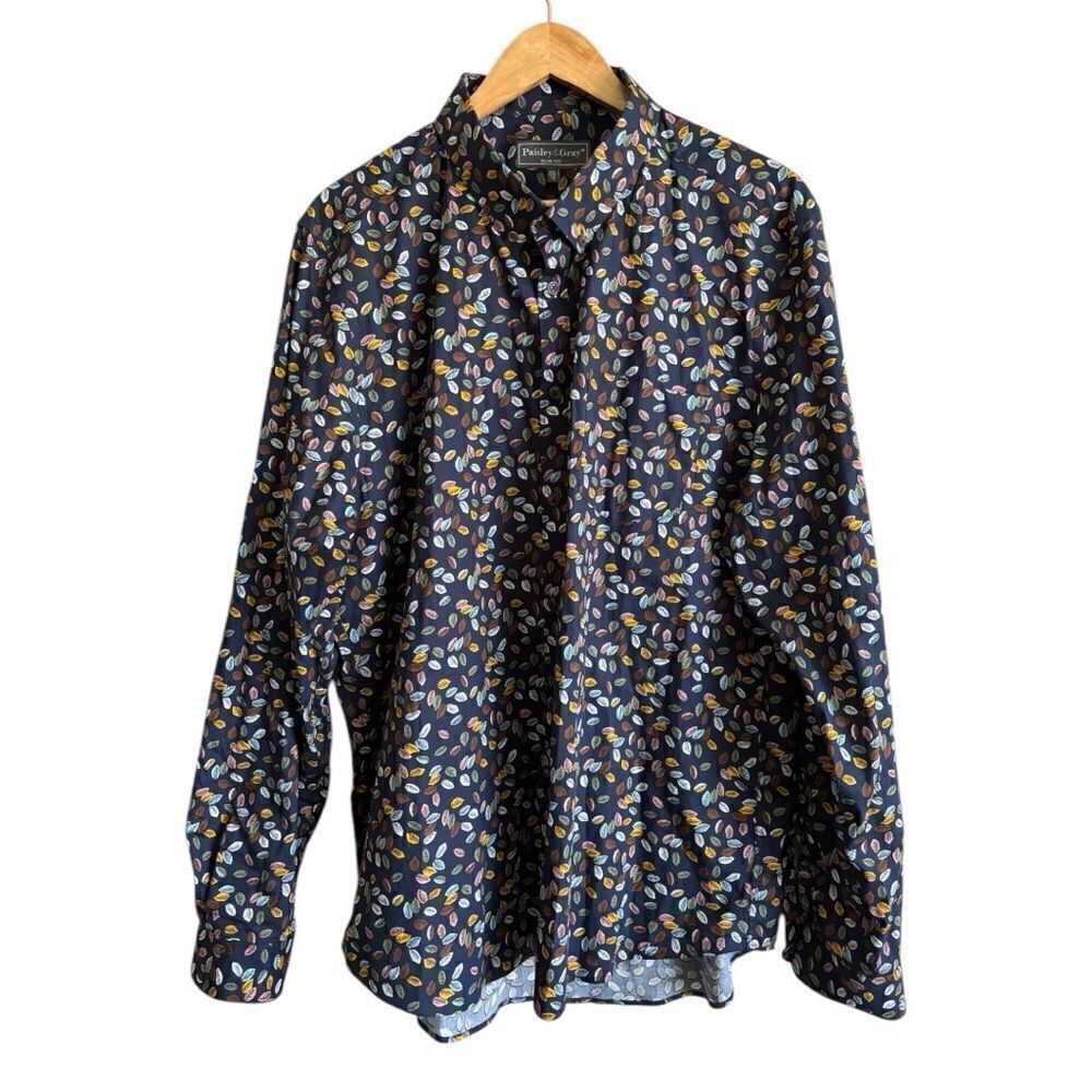 Paisley and Gray Men's Button Up Shirt XXL